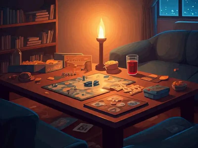 Benefits Of Playing Games atmospheric lit game tabl with snacks and games